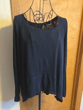 Buffalo David Bitton Black Long-Sleeve Scoop Neck Top